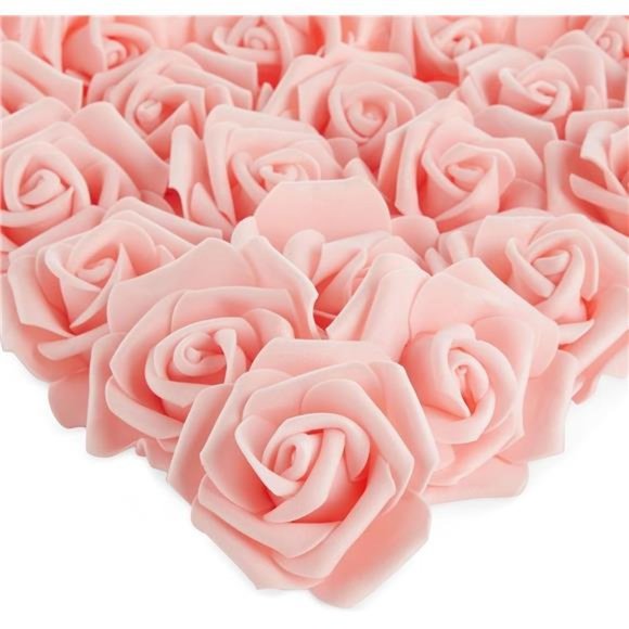 100 Pack Pink Artificial Flowers Bulk Stemless Fake Foam Roses for Wedding Deco - Picture 1 of 6